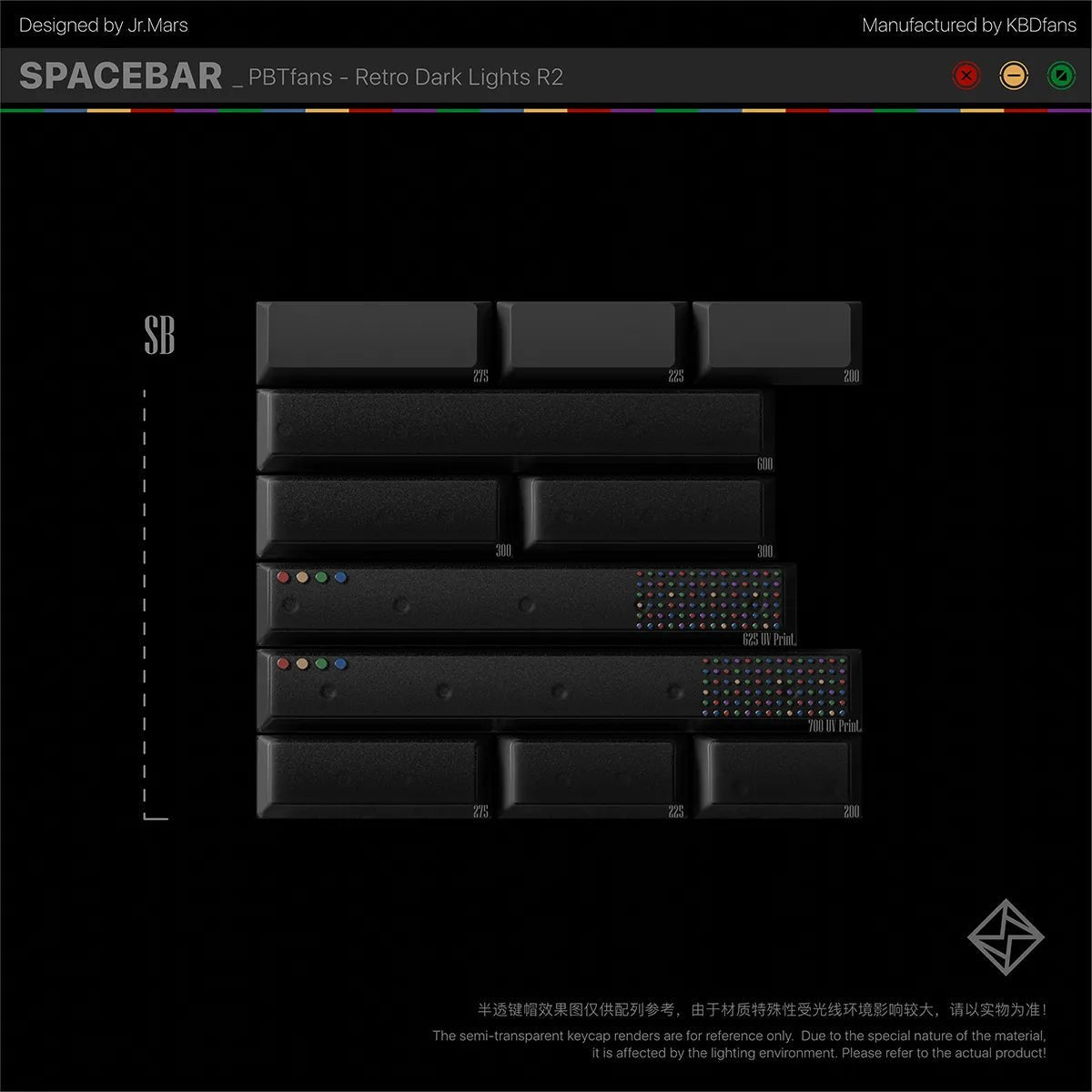 PBTfans Retro Dark Lights R2 Keycaps - Divinikey