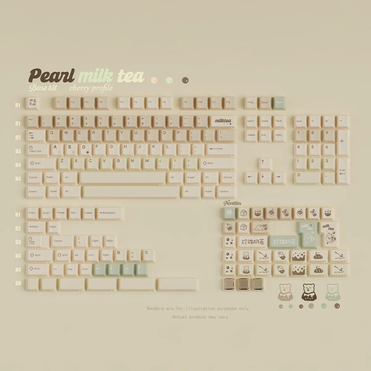 Qwertykeys Pearl Milk Tea Keycaps - Divinikey