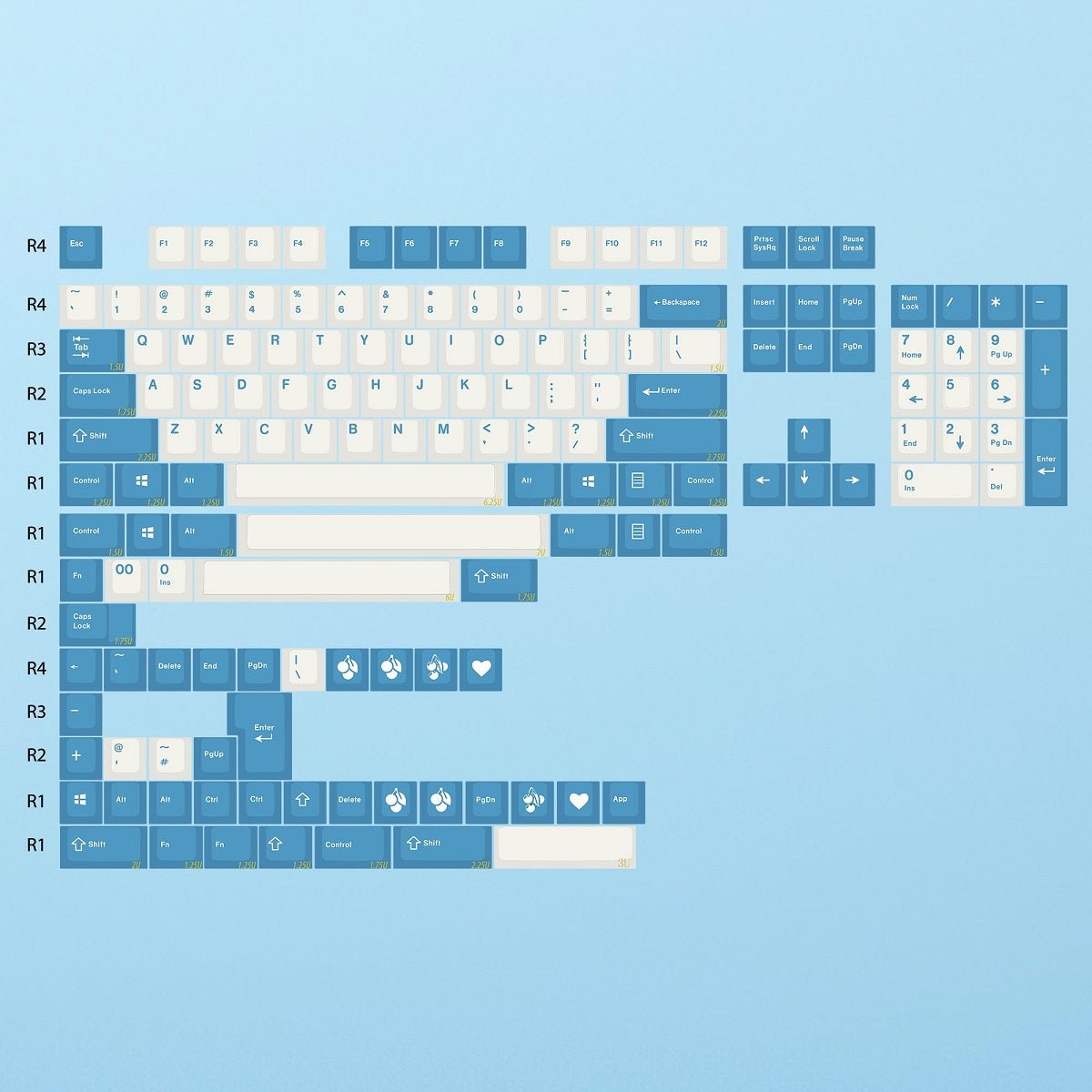 EnjoyPBT Blue and White Keycap Set Doubleshot ABS - Divinikey