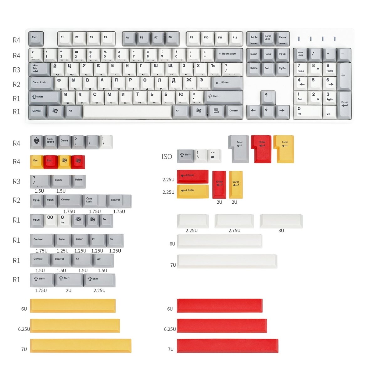 EnjoyPBT G81-SAV White & Gray Keycap Set Dye-Sub PBT - Divinikey