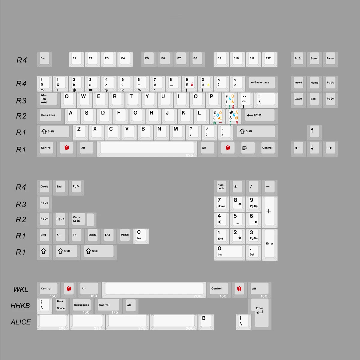 JC Studio Tulip Keycap Set Dye-Sub PBT - Divinikey