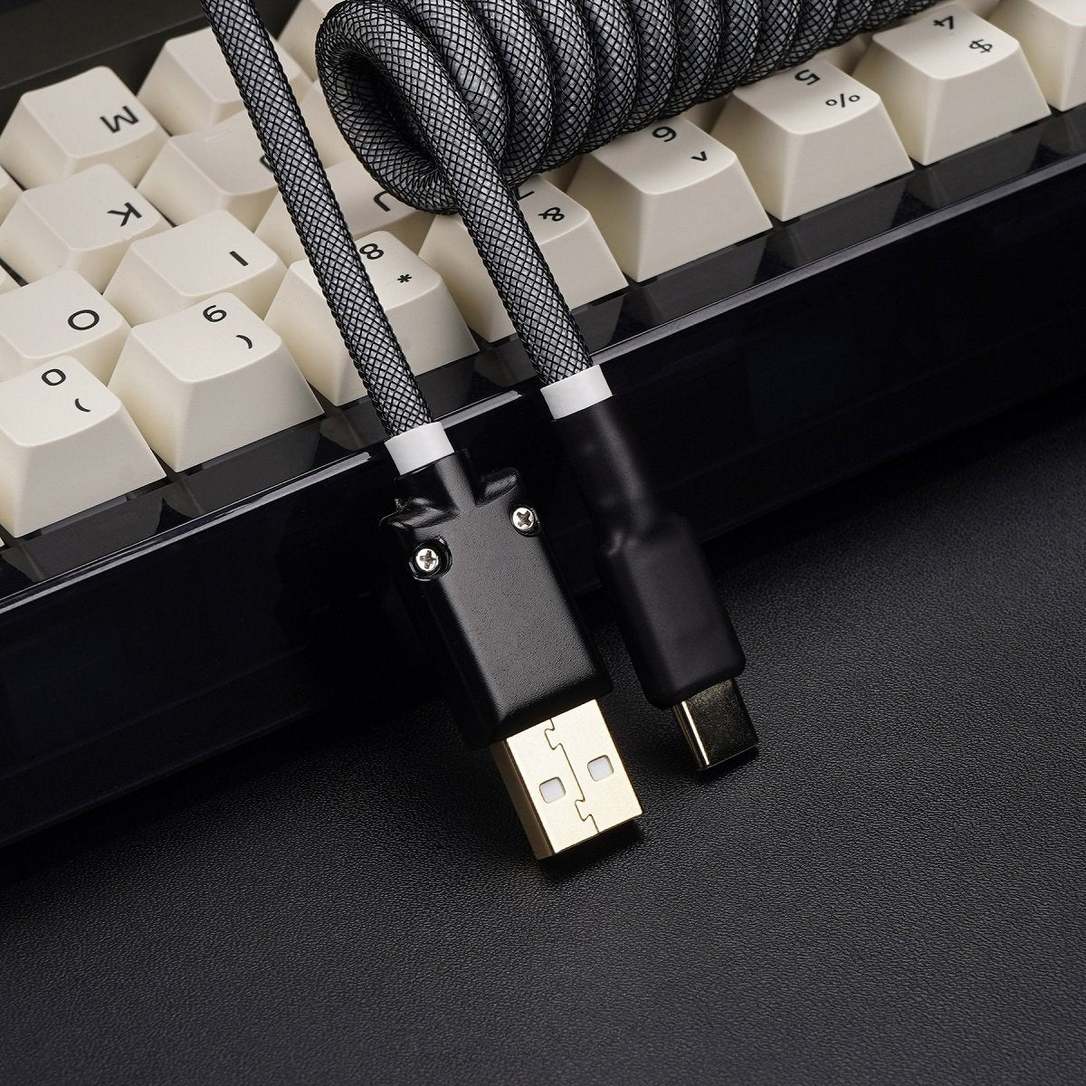 KBDfans Black Grey Handmade USB-C Cable - Divinikey