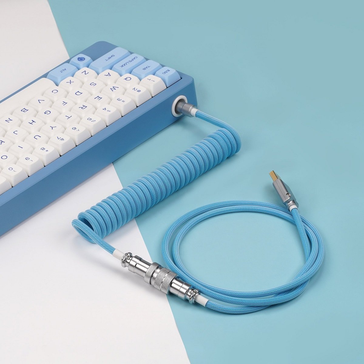 KBDfans Blue Custom Handmade USB-C Cable - Divinikey