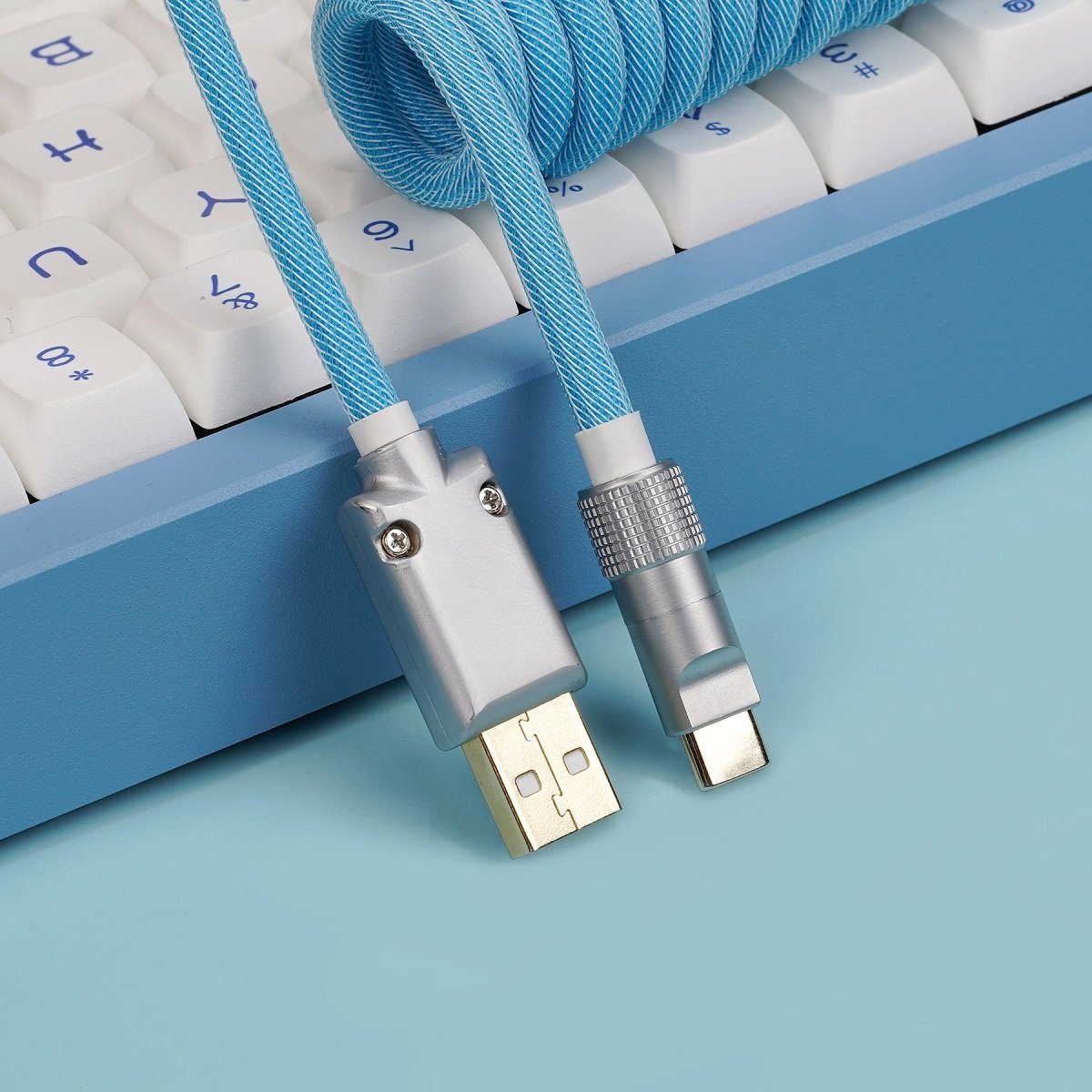 KBDfans Blue Custom Handmade USB-C Cable - Divinikey