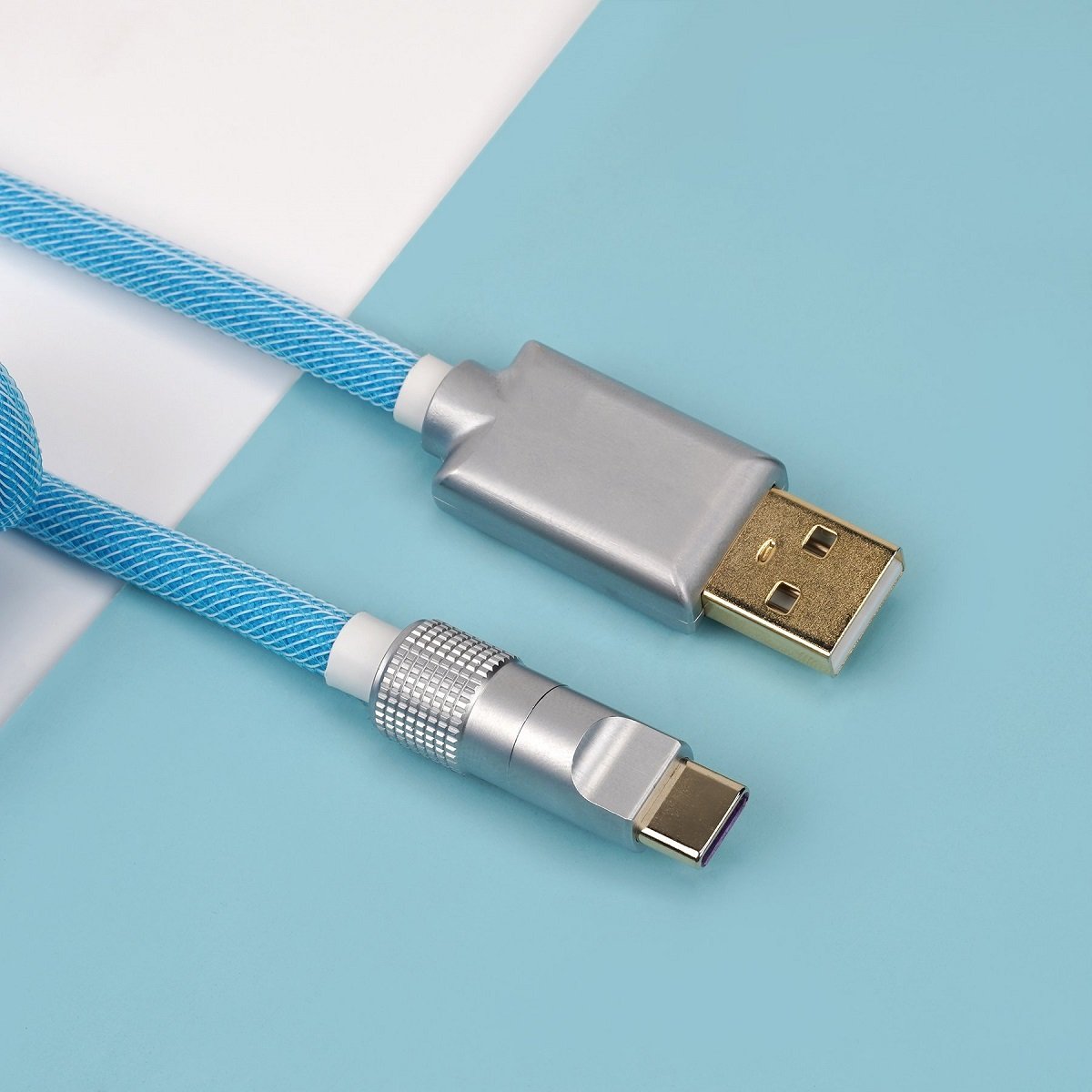 KBDfans Blue Custom Handmade USB-C Cable - Divinikey