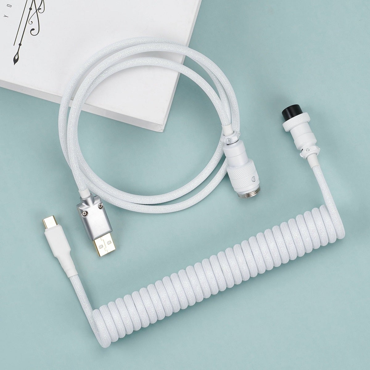 KBDfans Flash White Custom Handmade USB-C Cable - Divinikey