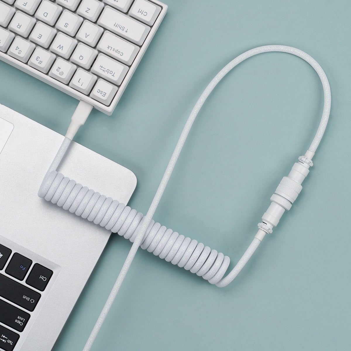 KBDfans Flash White Custom Handmade USB-C Cable - Divinikey