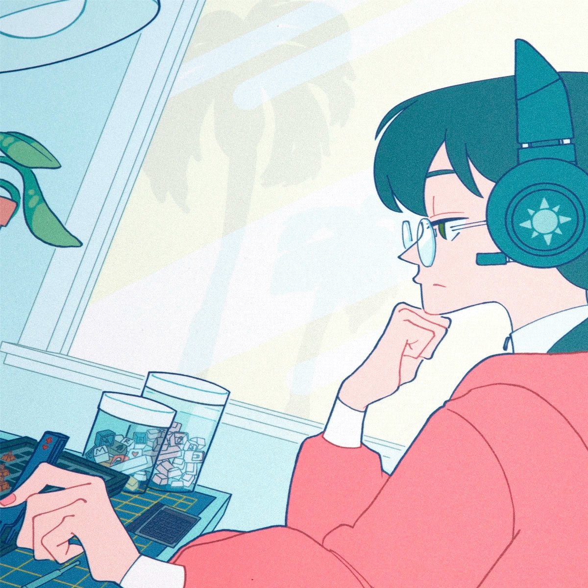 Lofi Switch Tuner Girl AM/PM Deskmat - Divinikey