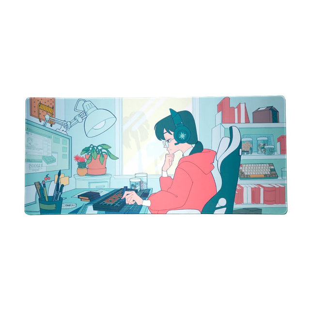 Lofi Switch Tuner Girl AM/PM Deskmat - Divinikey
