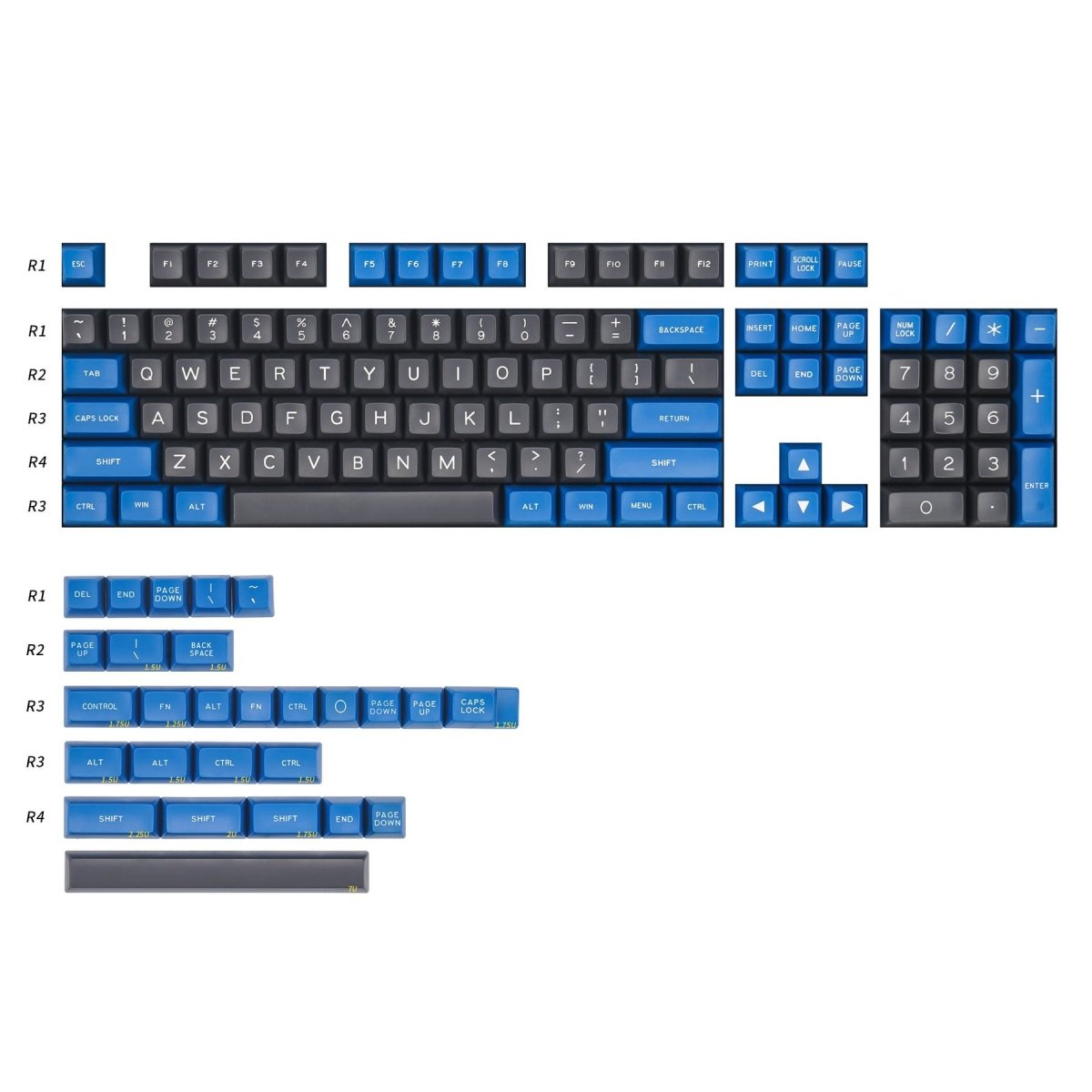 Maxkey SA Blue & Gray Keycap Set Doubleshot ABS - Divinikey