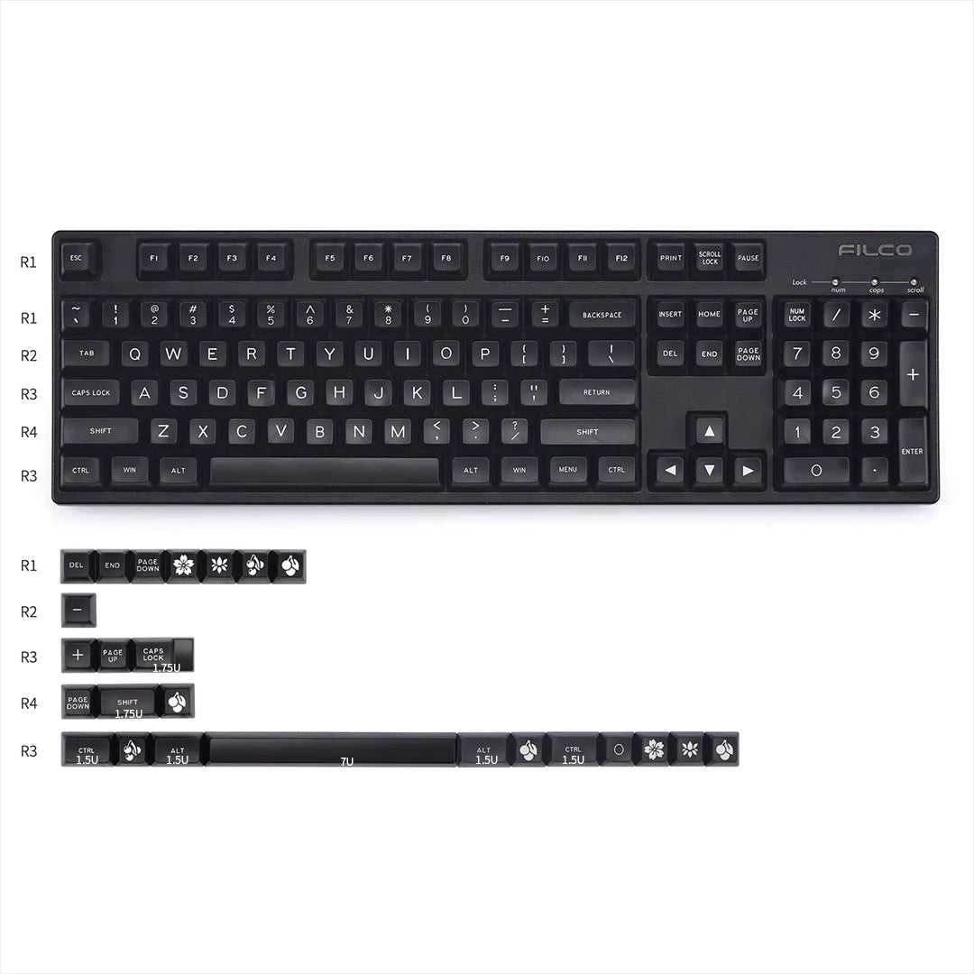 Maxkey SA White On Black Keycap Set Doubleshot ABS - Divinikey