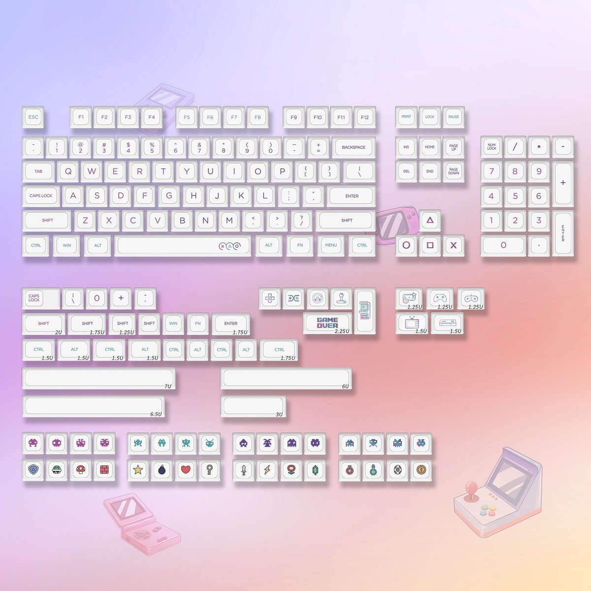 NP Electronic Game Keycap Set Dye-Sub PBT - Divinikey