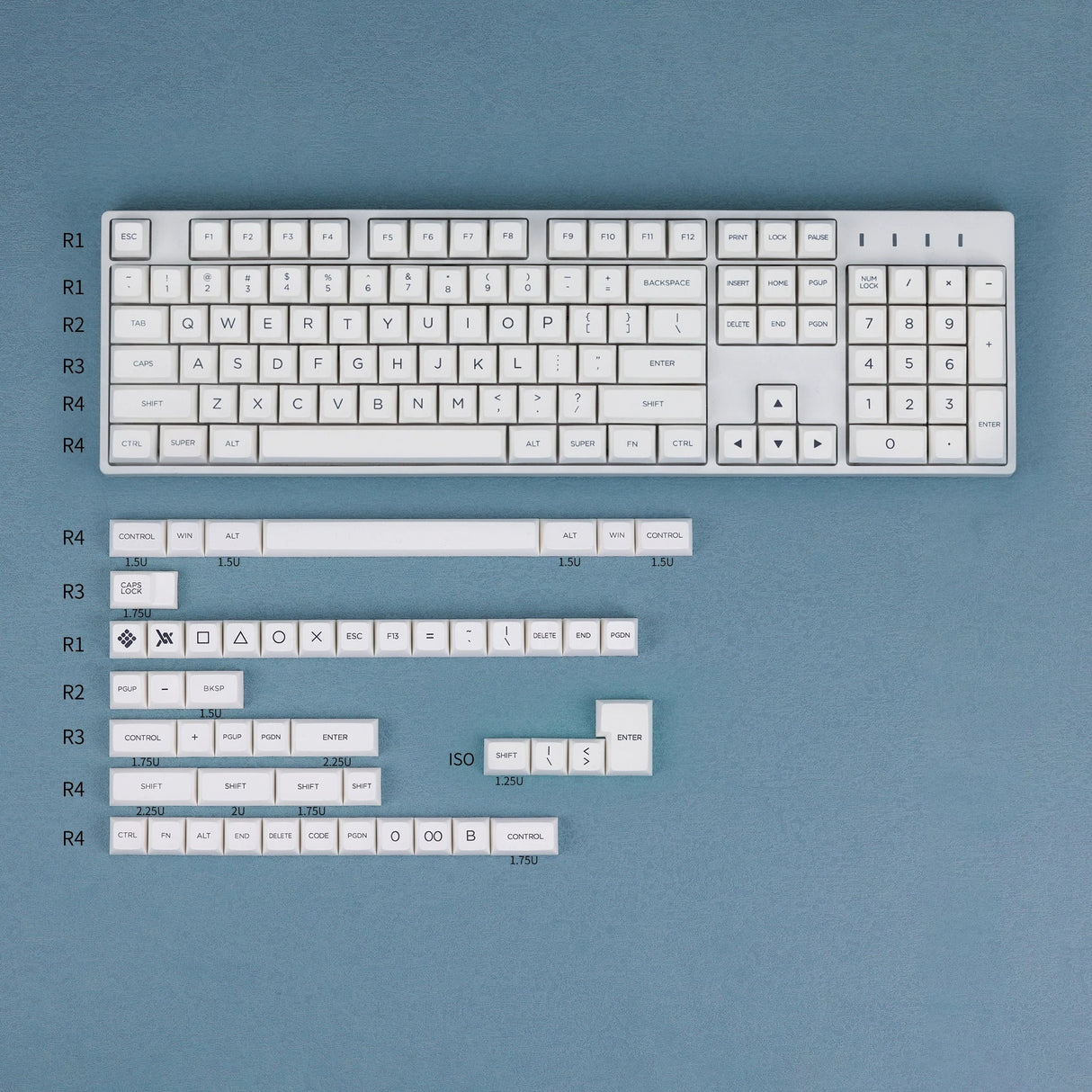 OSA Simple White Keycap Set Dye-Sub PBT - Divinikey