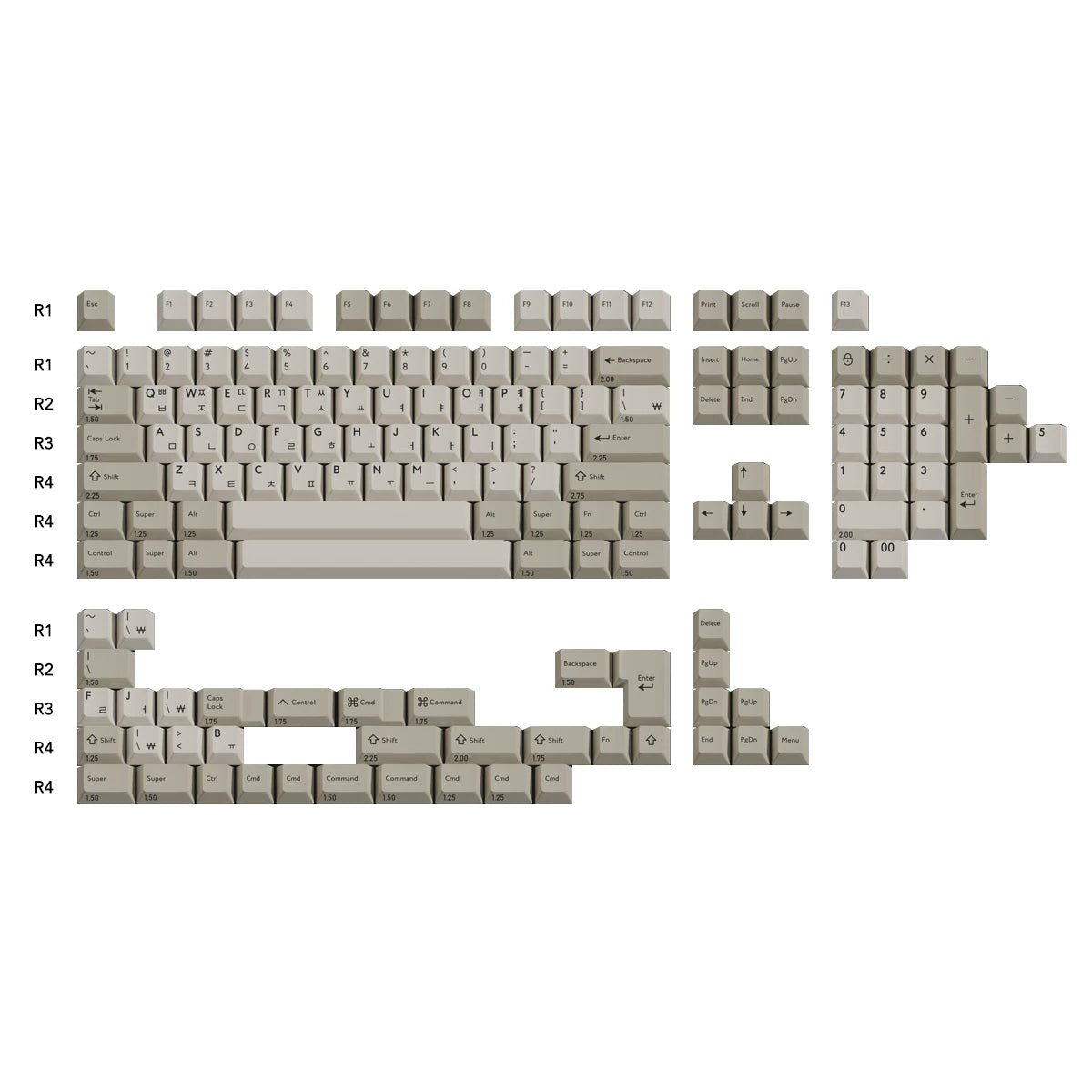 PBTfans Classic Hangul Keycap Set Doubleshot ABS - Divinikey