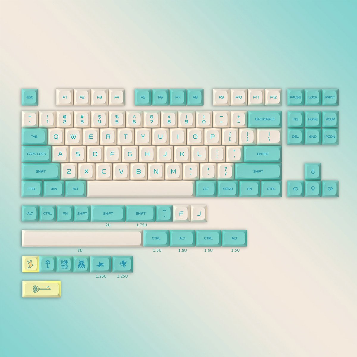 PG PBT Bluebird Keycap Set Dye-Sub PBT - Divinikey