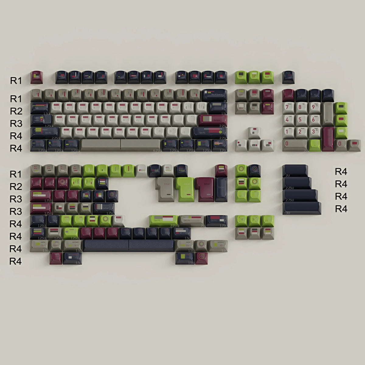 Toshi Industrial GSA Reborn RGG Keycap Set - Divinikey