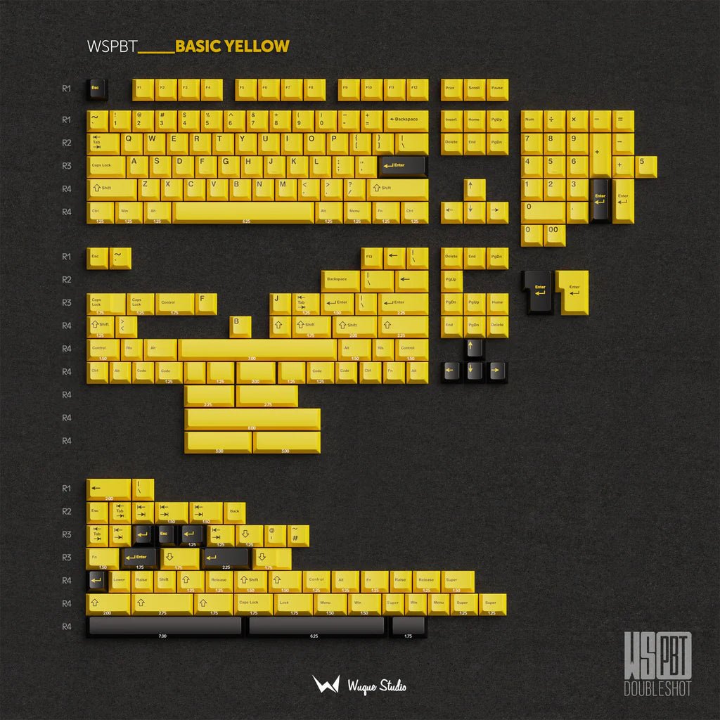 Wuque WS Basic Yellow Keycap Set Doubleshot PBT - Divinikey