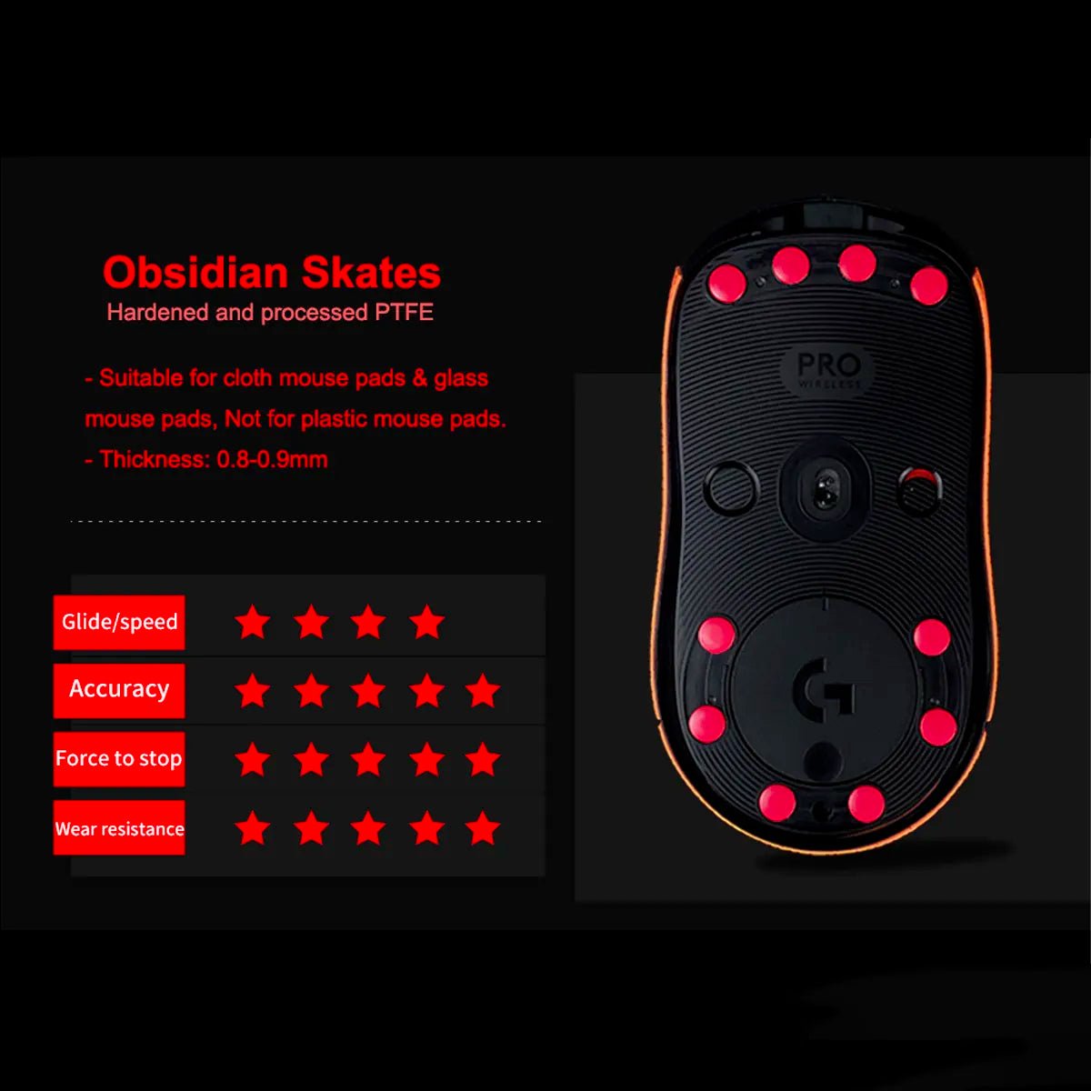 X-raypads Obsidian Mouse Skates Universal Dots - Divinikey