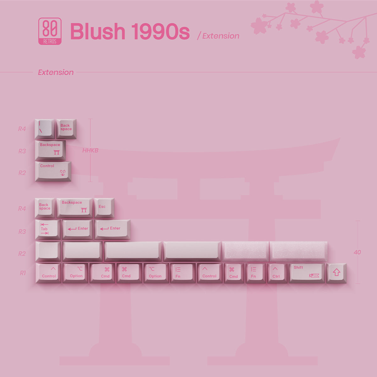 80Retros 1990s Blush Keycaps