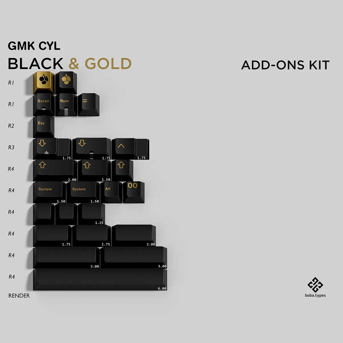 GMK Black and Gold Keycaps - Divinikey