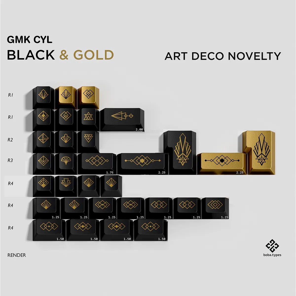 GMK Black and Gold Keycaps - Divinikey