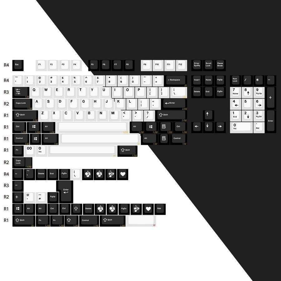 EnjoyPBT Black & White Keycap Set Doubleshot ABS - Divinikey