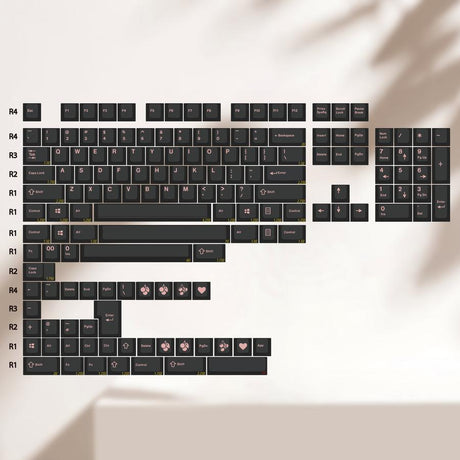 EnjoyPBT Pink on Black Keycap Set Doubleshot ABS - Divinikey