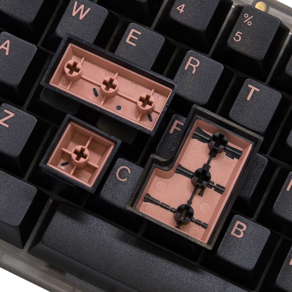 EnjoyPBT Pink on Black Keycap Set Doubleshot ABS - Divinikey