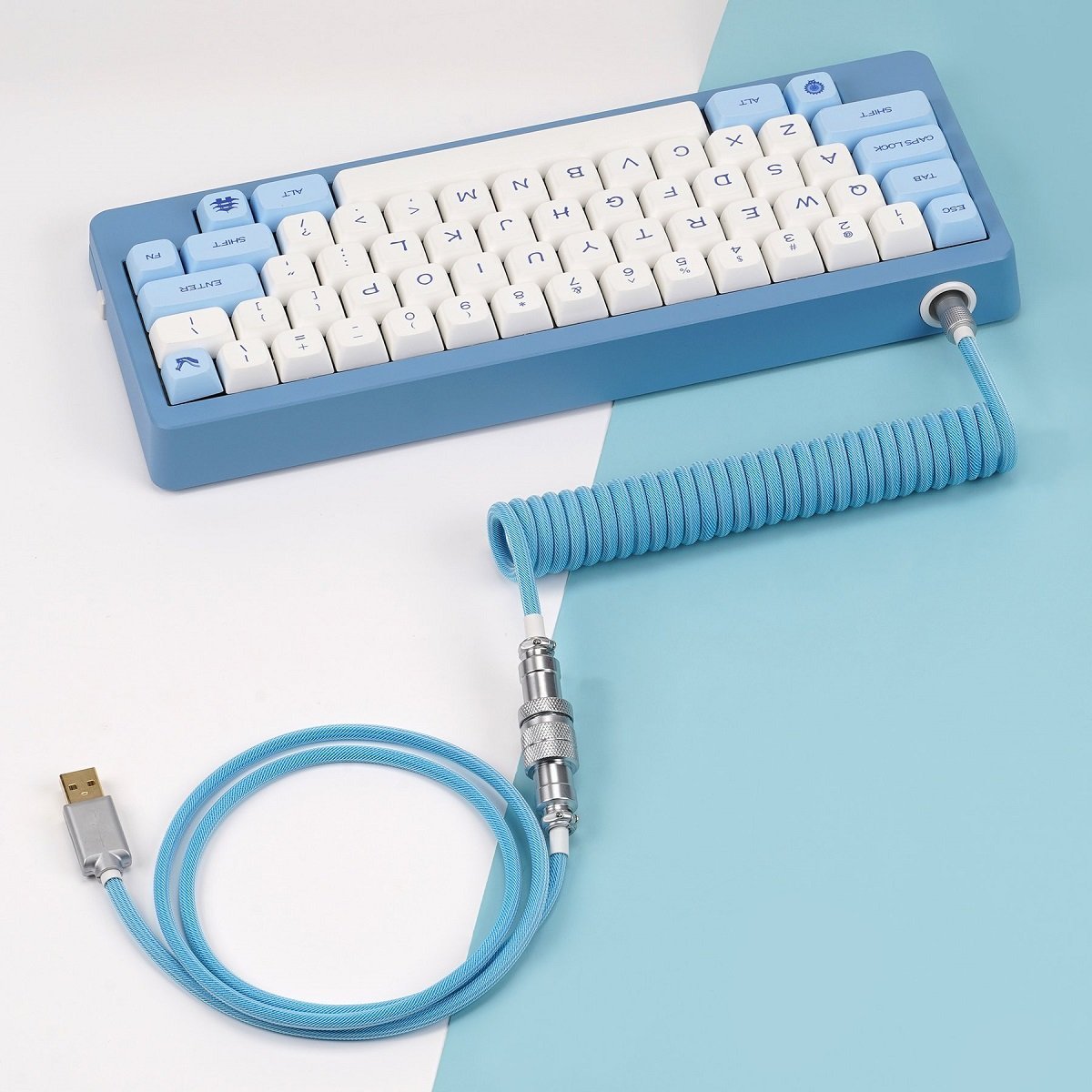 KBDfans Blue Custom Handmade USB-C Cable - Divinikey