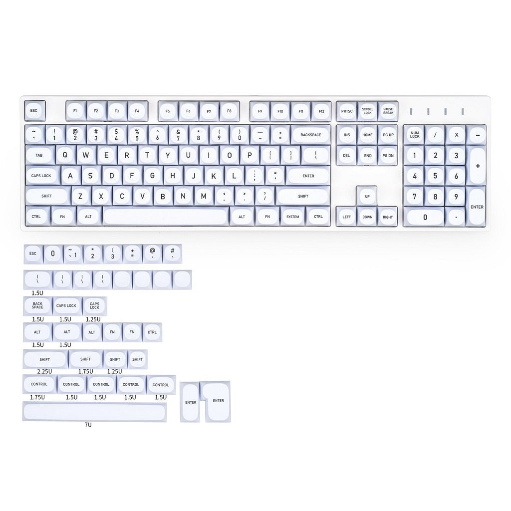 MA White Keycap Set Dye-Sub PBT - Divinikey