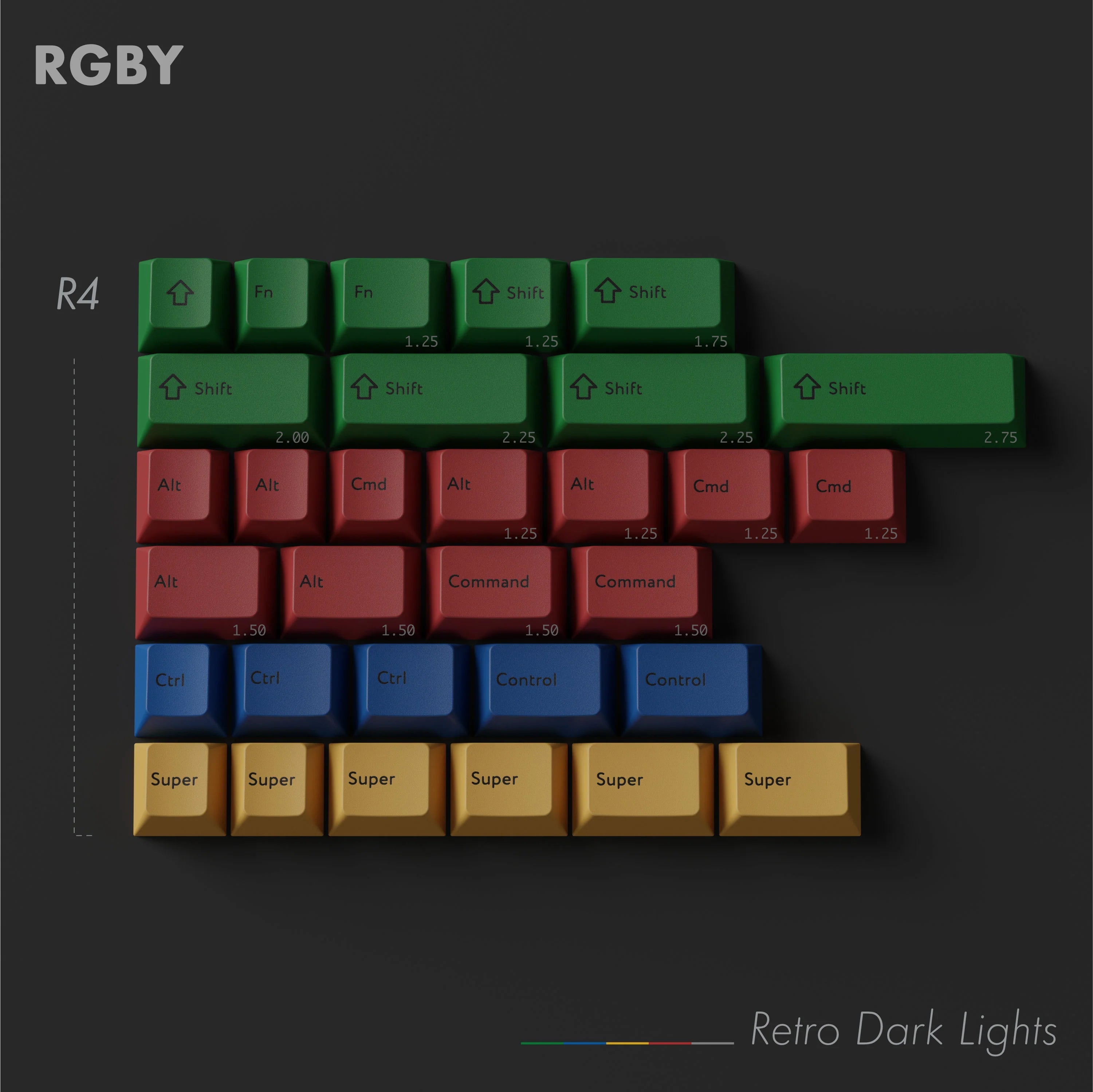 PBTfans Retro Dark Lights Keycap Set Doubleshot PBT