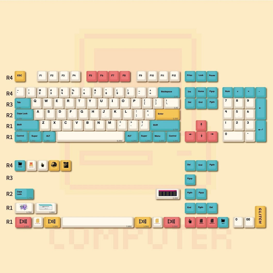 Retro 80s Keycap Set Dye-Sub PBT – Divinikey